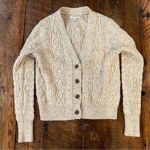LOFT Cream Cable Knit Cardigan Sweater
